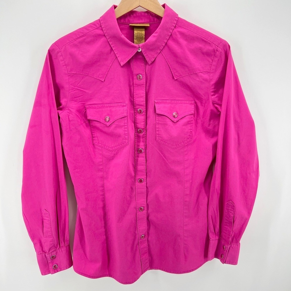 Wrangler Western Shirt Women S Hot Pink Cowgirl Rodeo Pearl Snap Cotton